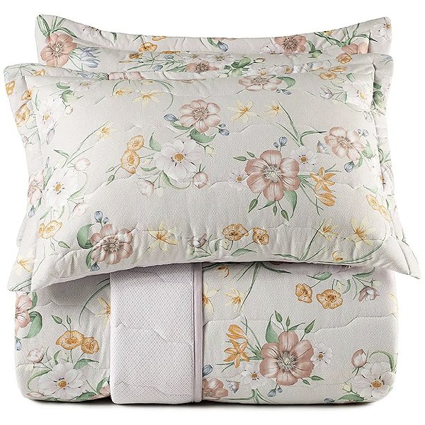 Jogo de Colcha Altenburg Lilys Malha 3 Peças Queen Rosê