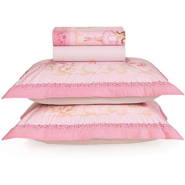 Jogo de Cama Karsten Ballet 200 Fios 4 Peças Casal Rosa