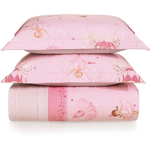 Jogo de Colcha Karsten Ballet 200 Fios 3 Peças Casal Rosa