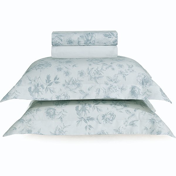 Jogo de Cama Karsten Betina 300 Fios 4 Peças King Azul