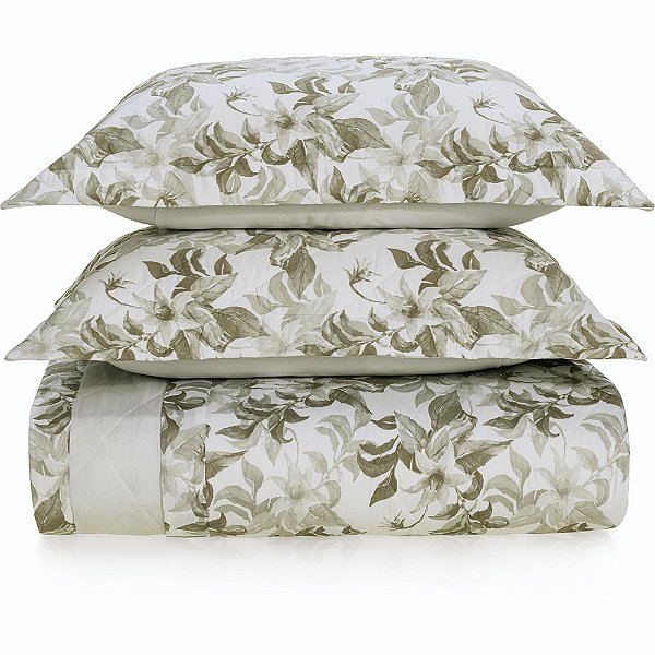 Jogo de Colcha Karsten Celine 300 Fios 3 Peças Queen Verde