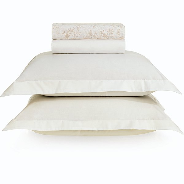 Jogo de Cama Karsten Maite 200 Fios 4 Peças Queen Branco