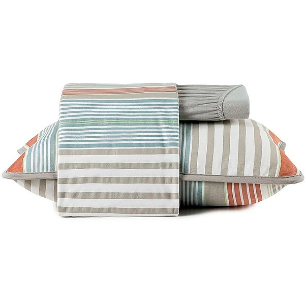 Jogo de Cama Altenburg Frizante Malha 3 Peças Solteiro Cinza