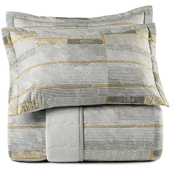 Jogo de Colcha Altenburg Athos Malha 3 Peças Queen Cinza