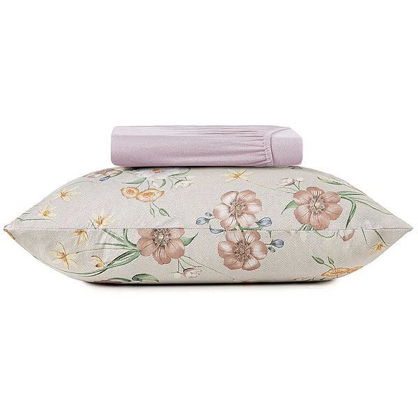 Jogo de Cama Altenburg Lilys Malha 2 Peças Solteiro Rosa