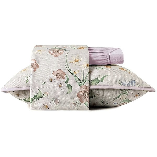 Jogo de Cama Altenburg Lilys Malha 3 Peças Solteiro Rosa