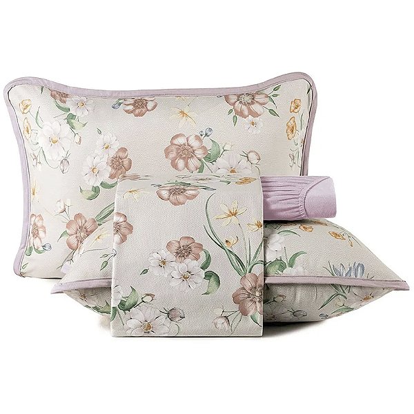 Jogo de Cama Altenburg Lilys Malha 4 Peças Casal Rosa