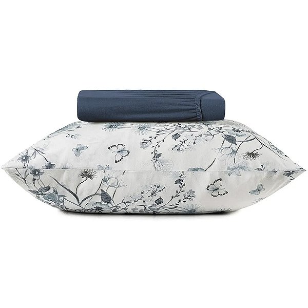 Jogo de Cama Altenburg Porcelana Malha 2 Peças Solteiro Azul