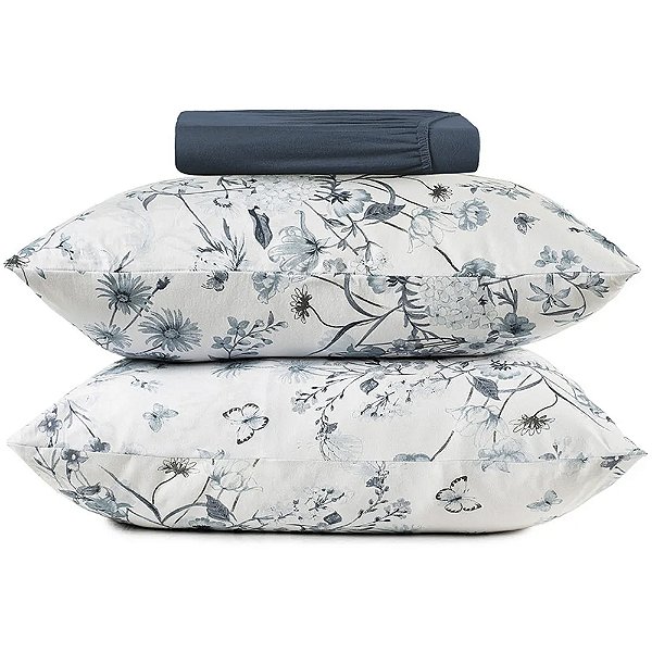 Jogo de Cama Altenburg Porcelana Malha 3 Peças Casal Azul