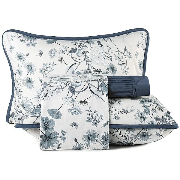 Jogo de Cama Altenburg Porcelana Malha 4 Peças Casal Azul
