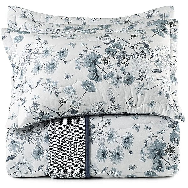 Jogo de Colcha Altenburg Porcelana Malha 3 Peças Queen Azul