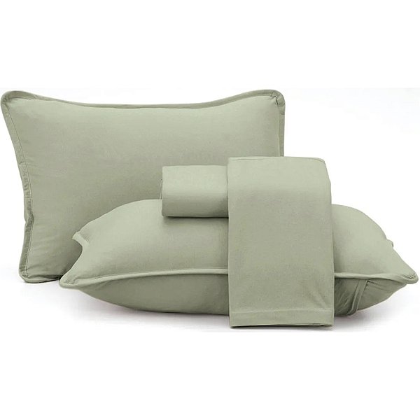 Jogo de Cama Altenburg Bond Malha 4 Peças Casal Verde