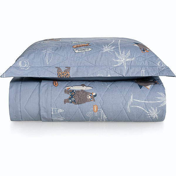 Jogo de Colcha Karsten Surf 200 Fios 2 Peças Solteiro Azul