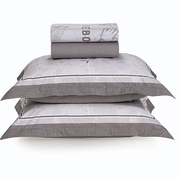 Jogo de Cama Karsten Campeonato 200 Fios 4 Peças Casal Cinza