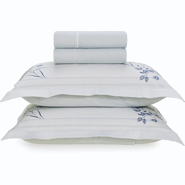 Jogo de Cama Karsten Lise 300 Fios 4 Peças Queen Branco