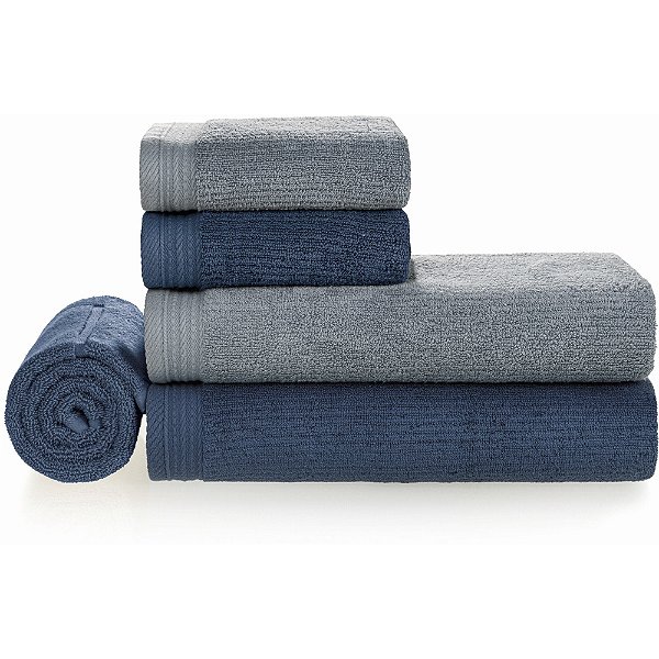 Jogo de Banho Karsten Imperial Felpudo 5 Peças Azul