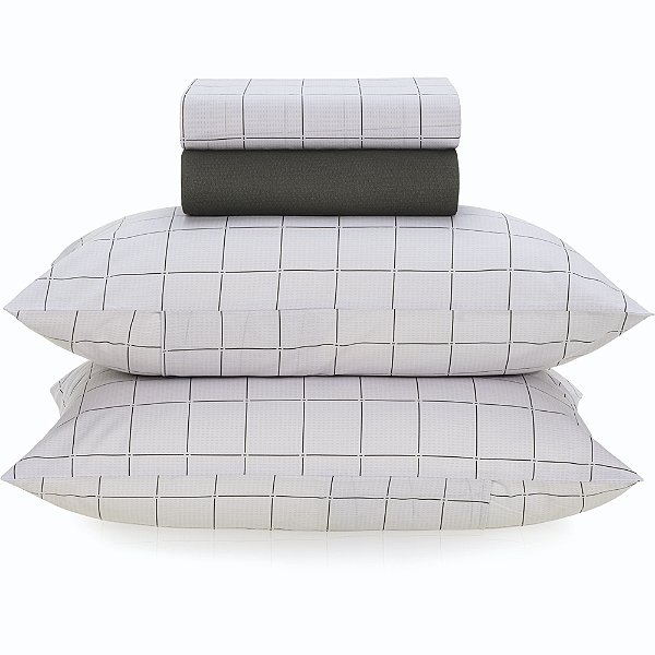 Jogo de Cama Karsten Bento 160 Fios 4 Peças Casal Branco