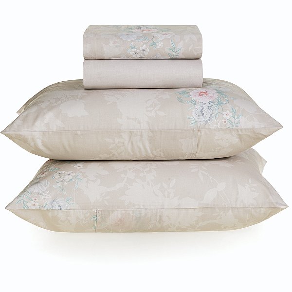 Jogo de Cama Karsten Poliana 160 Fios 4 Peças Queen Bege