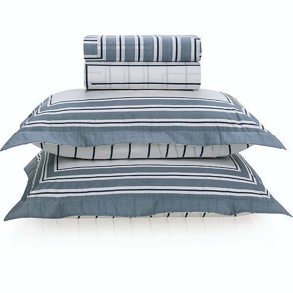 Jogo de Cama Karsten Danton 200 Fios 4 Peças Queen Azul