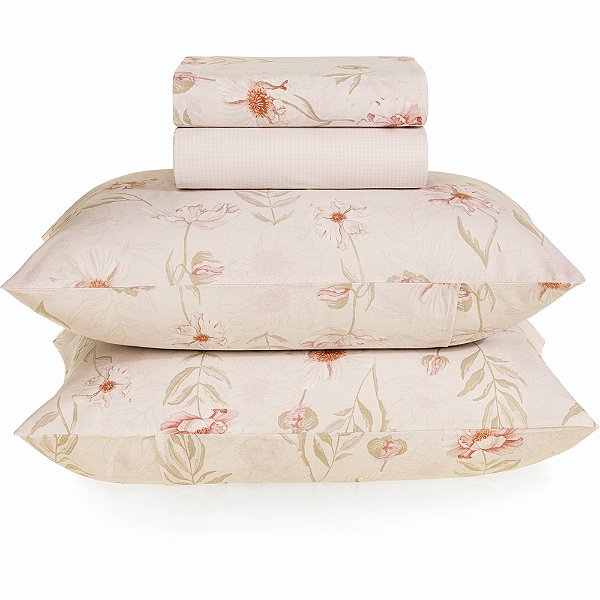 Jogo de Cama Karsten Mai 160 Fios 4 Peças Casal Bege