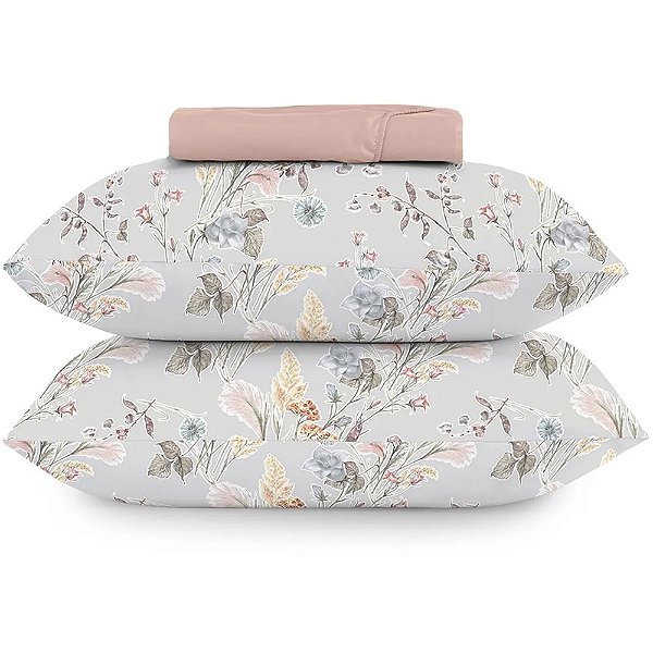 Jogo de Cama Altenburg Campo Silvestre TA 3 Peças King Rosa