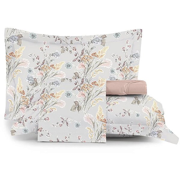 Jogo de Cama Altenburg Campo Silvestre TA 4 Peças Casal Rosa