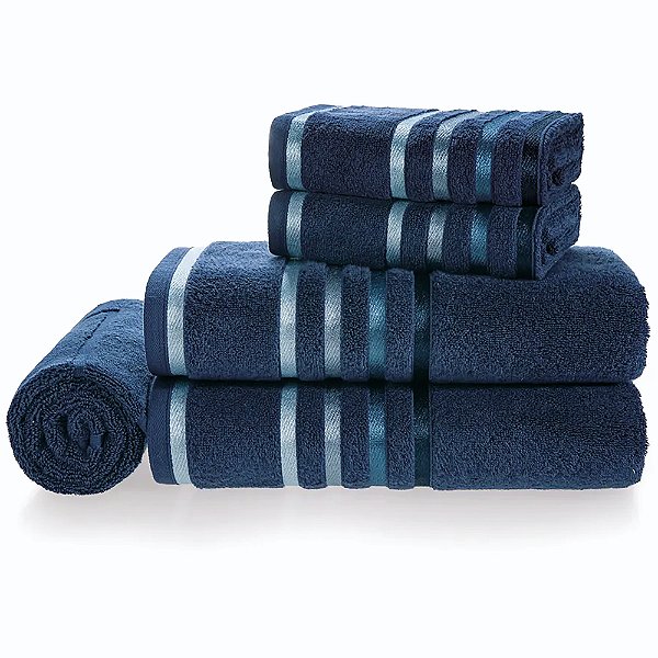 Jogo de Banho Karsten Felpudo Lumina 5 Peças Marinho