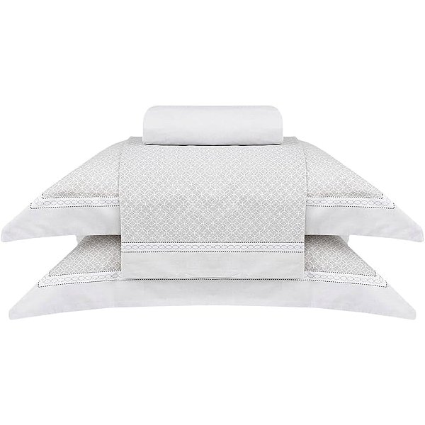 Jogo de Cama Buddemeyer Daves 180 Fios 4 Peças Queen Cinza