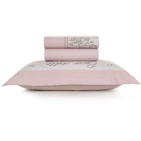 Jogo de Cama Karsten Bia 200 Fios 3 Peças Solteiro Rosa