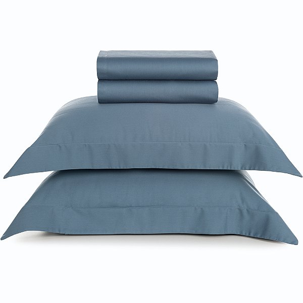Jogo de Cama Karsten Bossa 300 Fios Egypt 4 Peças Casal Azul