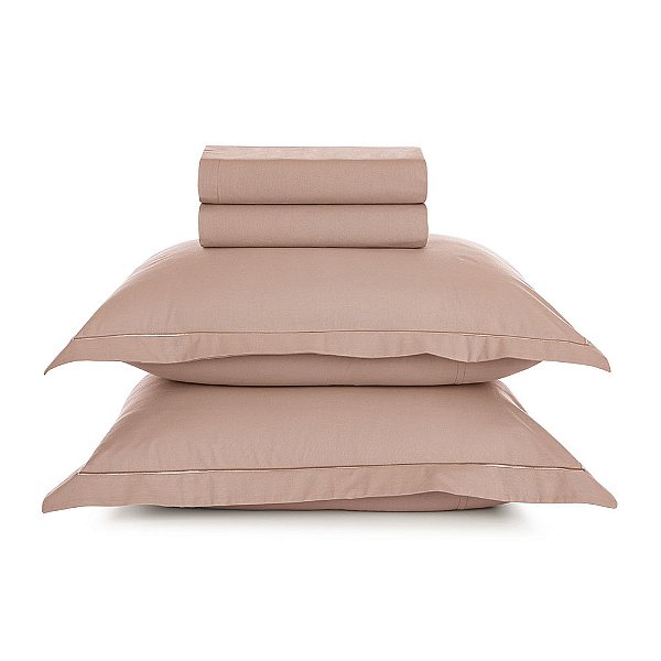 Jogo de Cama Karsten Deliz 200 Fios 4 Peças King Rosa