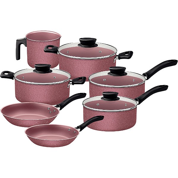 Jogo de Panela Tramontina Linz 7 Peças Antiaderente Rosa