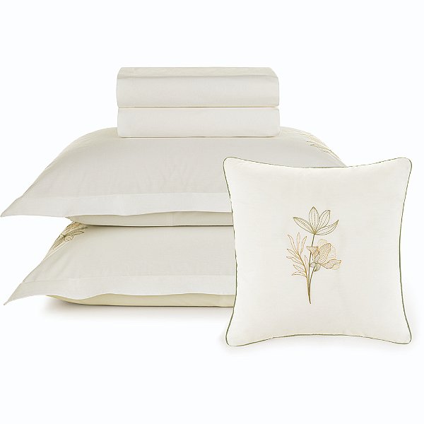 Jogo de Cama Karsten Lavínia 200 Fios 5 Peças Queen Branco