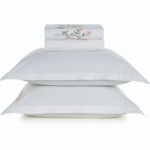 Jogo de Cama Karsten Briana 200 Fios 4 Peças Queen Branco