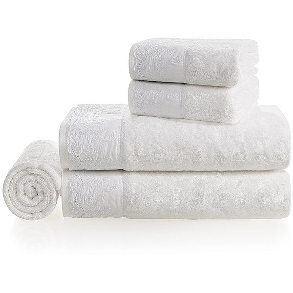 Jogo de Banhão Karsten Antonia Felpudo 5 Peças Branco Branco