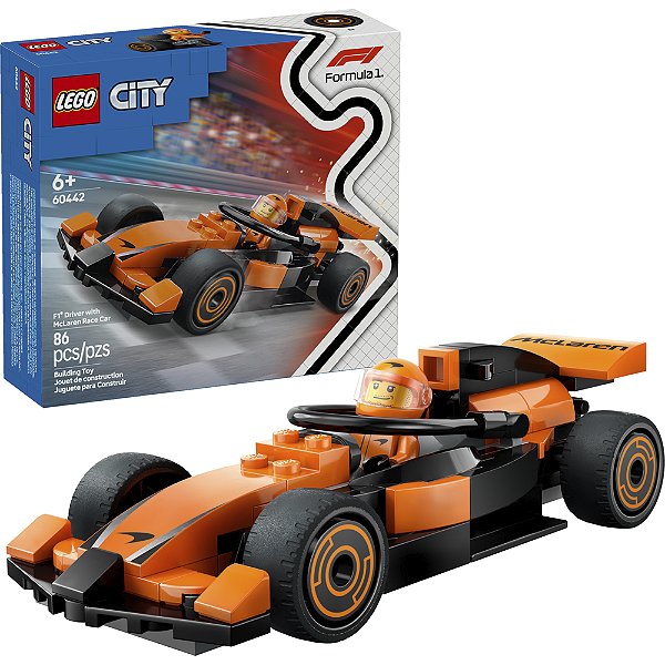 Lego City Piloto de F1 com Carro McLaren 60442 com 86pcs