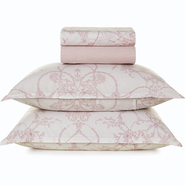 Jogo de Cama Karsten Prisma 160 Fios 4 Peças Casal Rosa
