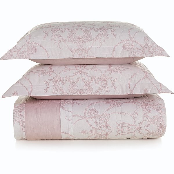 Jogo de Colcha Karsten Prisma 160 Fios 3 Peças Queen Rosa