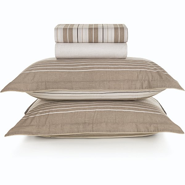 Jogo de Cama Karsten Damier 200 Fios 4 Peças King Marrom