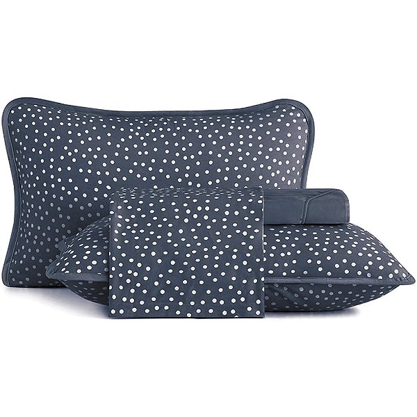 Jogo de Cama Altenburg Bits Malha 4 Peças Casal Marinho