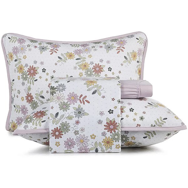 Jogo de Cama Altenburg Florir Malha 4 Peças Queen Rosa