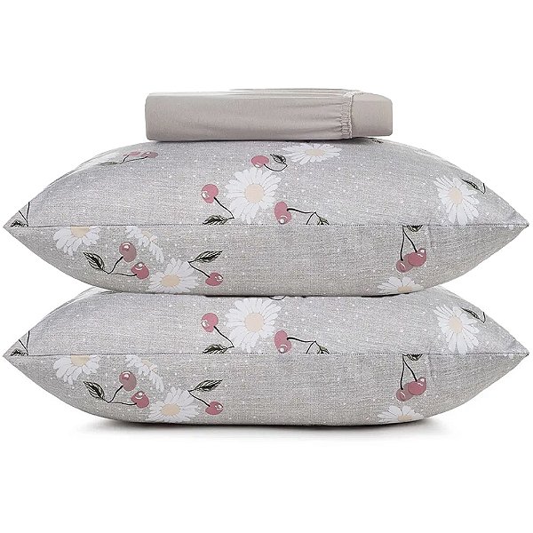 Jogo de Cama Altenburg Cerise Malha 3 Peças Queen Cinza