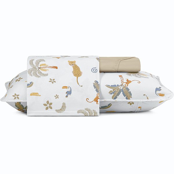 Jogo de Cama Altenburg Amazonia Malha 3 Peças Solteiro Bege