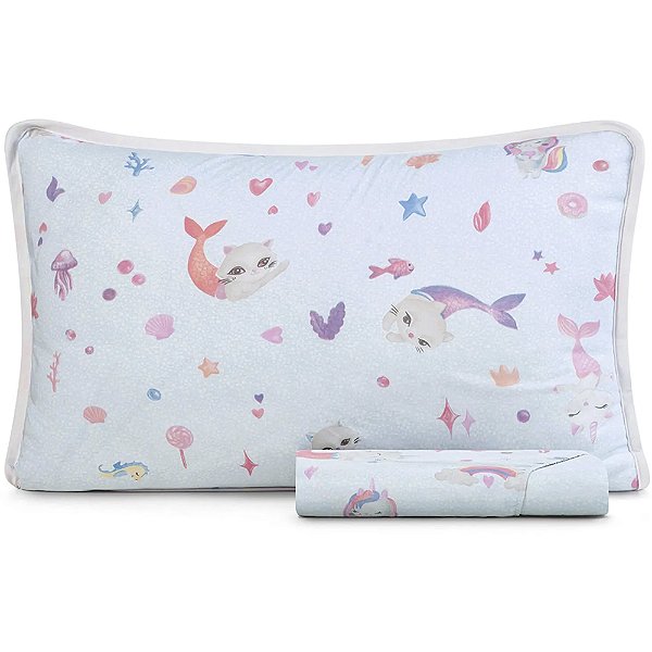 Jogo de Cama Altenburg Mar Magia Malha 2 Peças Solteiro Azul