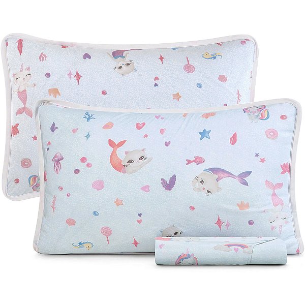 Jogo de Cama Altenburg Mar Magia Malha 3 Peças Casal Azul