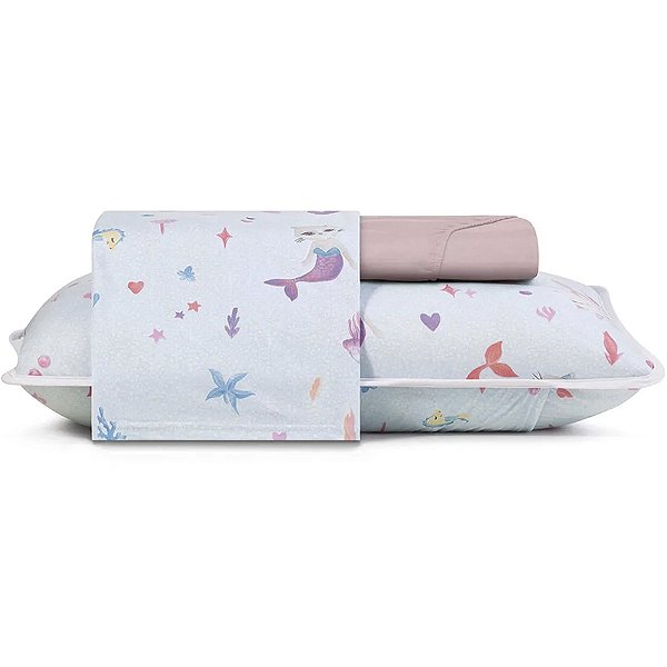 Jogo de Cama Altenburg Mar Magia Malha 3 Peças Solteiro Azul