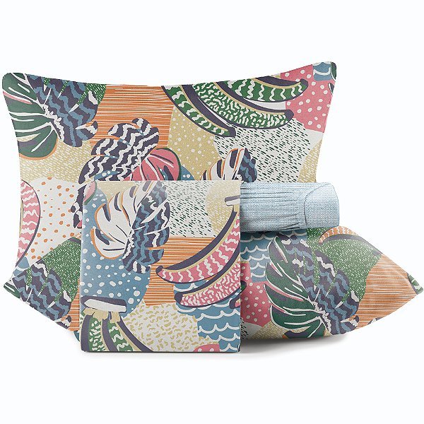 Jogo de Cama Altenburg Borogodo Malharia 4 Peças Casal Azul