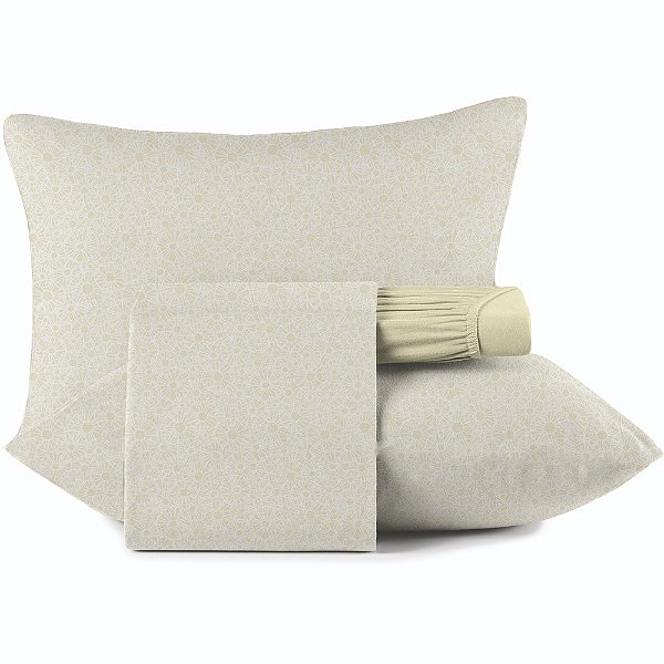 Jogo de Cama Altenburg Bossa 2 Malharia 4 Peças Queen Bege