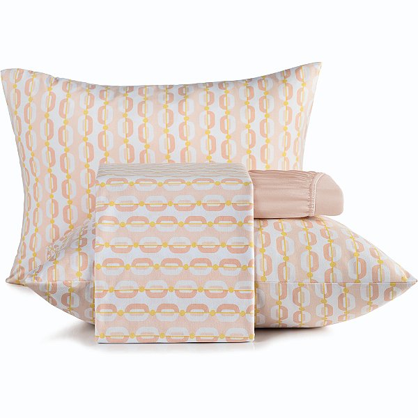 Jogo de Cama Altenburg Bossa 6 Malharia 4 Peças Queen Laranj