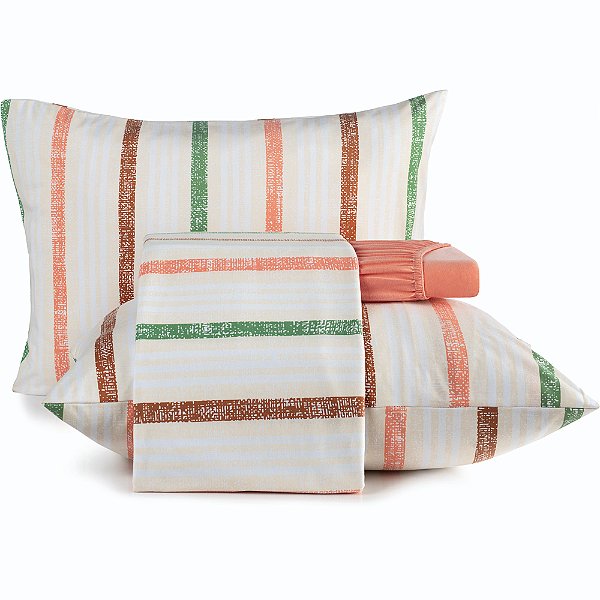 Jogo de Cama Altenburg Bossa 7 Malharia 4 Peças Casal Laranj